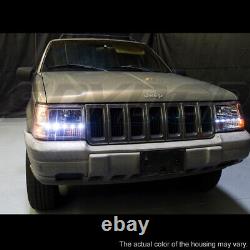 1-Piece Black 1993-1998 Jeep Grand Cherokee LED Headlights+Bumper+Corner Lights