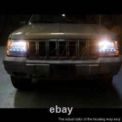 1-Piece Black 1993-1998 Jeep Grand Cherokee LED Headlights+Bumper+Corner Lights