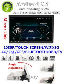 10.1 1Din Android 9.1 Adjustable Car GPS 1GB+16GB Wifi BT Mirror Link OBD DAB