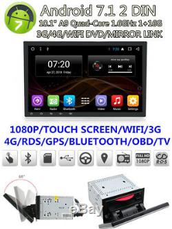 10.1 HD 2 DIN Android 7.12 Quad-Core A9 Car Stereo Radio GPS Wifi 4G DVD Player