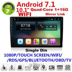 10.1 Single 1 DIN Car Android 7.1 Stereo Radio Player 3G/4G WIFI GPS Navigation