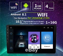 10.1 Ultra Thin Android 8.1 2Din Quad-Core 1+16G Car Stereo Radio GPS Wifi RDS