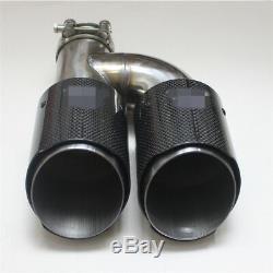 100% Carbon Fiber Dual Outlet Auto Exhaust Tip Tail Muffer Pipe -Left with Logo 1x