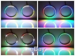 100mm RGBW Color Shifting Flashing LED Angel Eye Halo Ring Lighting Kit withRemote
