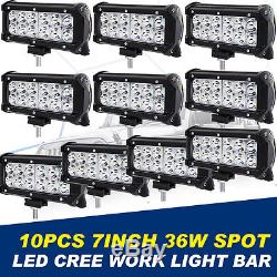 10X 36W 7 CREE LED Work Light Bar Spot Offroads Lamp Jeep Boat SUV 4WD ATV 6.5