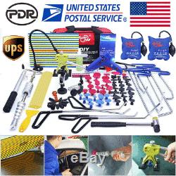 110× US PDR Push Rods Tools Paintless Dent Repair Puller Lifter Hammer LED Light