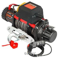 12500LB Electric Winch 12V Synthetic Cable Off-road ATV UTV Truck Towing Trailer