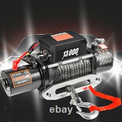 13000LBS Electric Winch12V Synthetic Rope Off-road ATV UTV Truck Towing Trailer