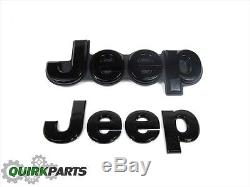 14-16 Jeep Grand Cherokee FRONT & REAR BLACKED OUT JEEP EMBLEM BADGE OEM MOPAR