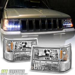 1993-1998 Jeep Grand Cherokee 6in1 LED DRL Headlights+Corner Bumper Lights 93-98