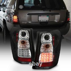 1999-2004 Jeep Grand Cherokee Black LED Tail Lights Lamps Left+Right