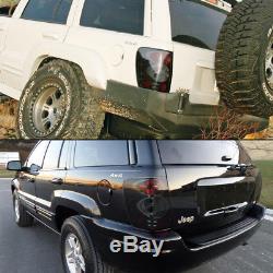 1999-2004 Jeep Grand Cherokee Black Smoked Tail Brake Lights Pair Replacement
