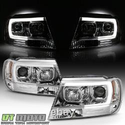 1999-2004 Jeep Grand Cherokee LED Light Tube Halo Projector Headlights Headlamps