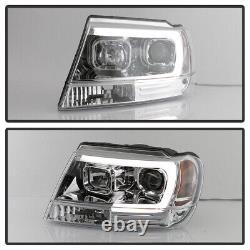 1999-2004 Jeep Grand Cherokee LED Light Tube Halo Projector Headlights Headlamps