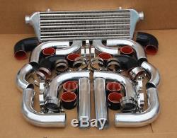 2.5' CHROME PIPING+Intercooler KIT+BLACK COUPLER CLAMP TURBOCHARGER SUPERCHARGER