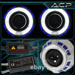 2.5 Dual Halo Angel Eye Retrofit Bi Xenon Projector Lamp Kit Replacement