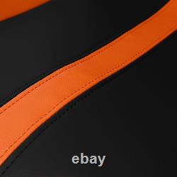 2 ×Black/Orange Strip PVC Leather Left/Right Racing Bucket Seats Adjustor Slider