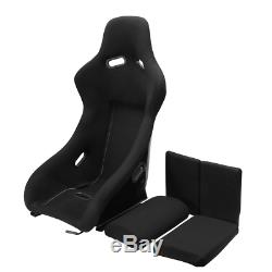 2 × Universal Black Left/Right Fabric Fabric Racing Bucket Seats+Slider Pair