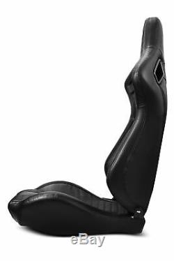 2 ×Universal PVC Main Black PVC Stitching Leather Racing Seats Slider Pair