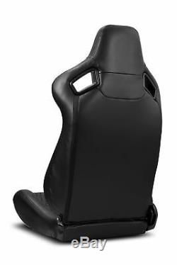 2 ×Universal PVC Main Black PVC Stitching Leather Racing Seats Slider Pair