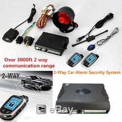 2-Way Car Alarm Security System with 2 Pcs LCD Super Long Distance Controlers Kit