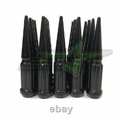 20 Black Mustang Spike Lug Nuts 1/2-20 + Anti Theft Key For All 5X4.5 5X114.3