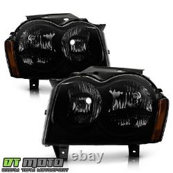 2005-2006 Jeep Grand Cherokee Blk Smoke Headlights Head Lamps+Tail Brake Lights