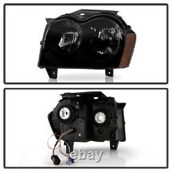 2005-2006 Jeep Grand Cherokee Blk Smoke Headlights Head Lamps+Tail Brake Lights