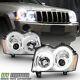 2005-2007 Jeep Grand Cherokee Chrome LED Tube DRL Projector Headlights Headlamps