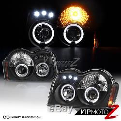 2005-2007 Jeep Grand Cherokee Laredo Limited Black LED Halo Headlights Headlamps