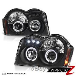 2005-2007 Jeep Grand Cherokee Laredo Limited Black LED Halo Headlights Headlamps
