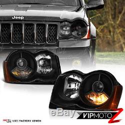 2008-2010 Jeep Grand Cherokee Offroad Black Headlamps Graphite Smoke Fog Lamps