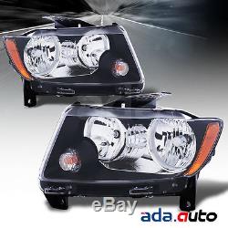 2011-2013 Jeep Grand Cherokee Factory Style Black Headlights Left Right Set
