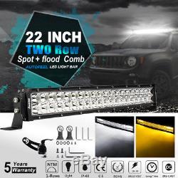 22INCH 480W LED Light Bar+Hood Mount Bracket Fit For Jeep Wrangler JK/JKU 07-17