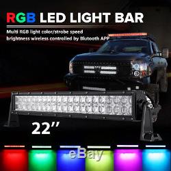 22Inch 400W CREE RGB LED Light Bar Wireless Glow Strobe Flash Multi Color 20/24