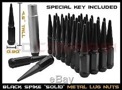 24 Black Spike Metal Lug Nuts 4.5 Inches Tall Fits Silverado Sierra All Years