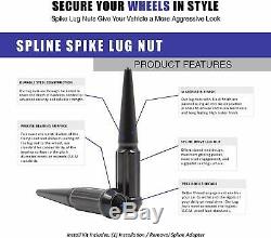 24 PC Spike Spline Black Steel Lug Nuts 14x1.5 Chevy Silverado Suburban 1500
