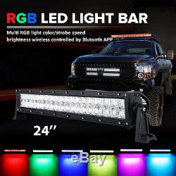 24inch 280W CREE RGB Led Light Bar Strobe Flash Multi Color Halo Ring Disco 22
