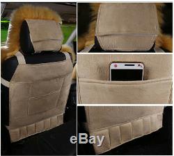2PCS Fluffy Woolen SUV Car Seat Cover Front Chair Seat Accessories White/Gray