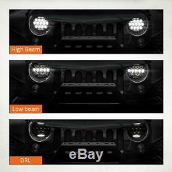 2X 7 inch 260W Round LED Headlight Hi/Lo DRL Beam for Jeep Wrangler JK LJ TJ CJ