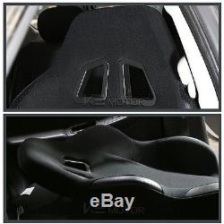 2X Black Cloth PVC Leather Patch Edges Reclinable Sports Racing Seats withSliders