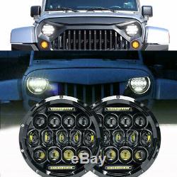 2X DOT 600W 7 inch Round LED Halo Headlight Hi/Lo DRL for Jeep Wrangler JK TJ CJ