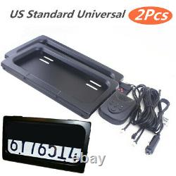 2X US Shutter Electric Swap Shift Turn Blinds Stealth License Plate Frame+Remote