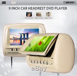 2pc New 9 car DVD player headrest LCD monitor game IR digital screen grey touch