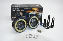 2pcs High Power 3.0 LED COB Fog Lights Projector with White Angel Eye Halo Rings