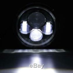 2x 7 Inch Round LED Headlights Halo Angle Eyes For Jeep Wrangler JK LJ TJ CJ