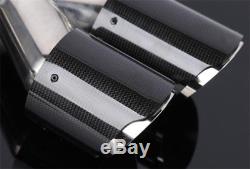 2x Car SUV Universal Glossy Carbon Fiber Dual Pipe Tail Exhaust Pipe Muffler Tip