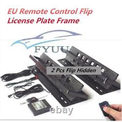 2x EU Remote Control Flip License Plate Frame Car Number Plate Turn Shift Blinds