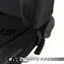 2x JDM Black Cloth PVC Leather Reclinable Racing Bucket Seats+Seat Belt Harness