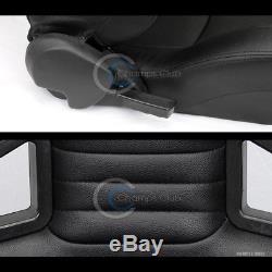 2x Universal Mu Blk Stitch Pvc Leather Reclinable Racing Bucket Seats+slider C17
